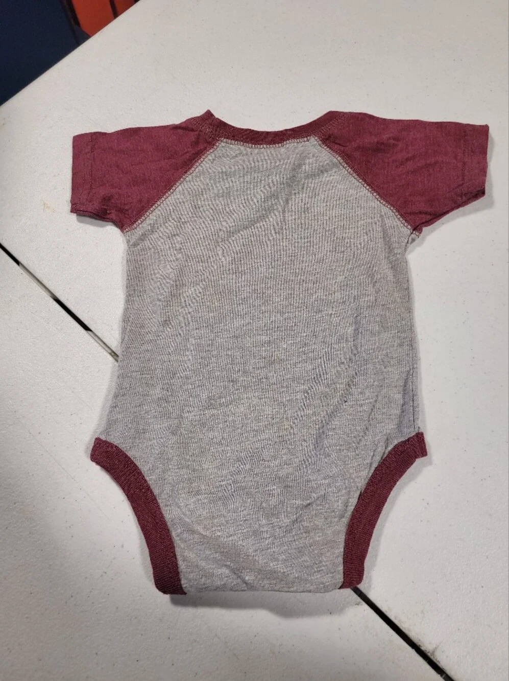 Kids One-Piece Bodysuit with Burgundy Trim - Farm Graphic
